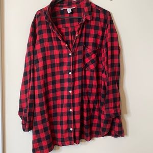Buffalo plaid button up blouse